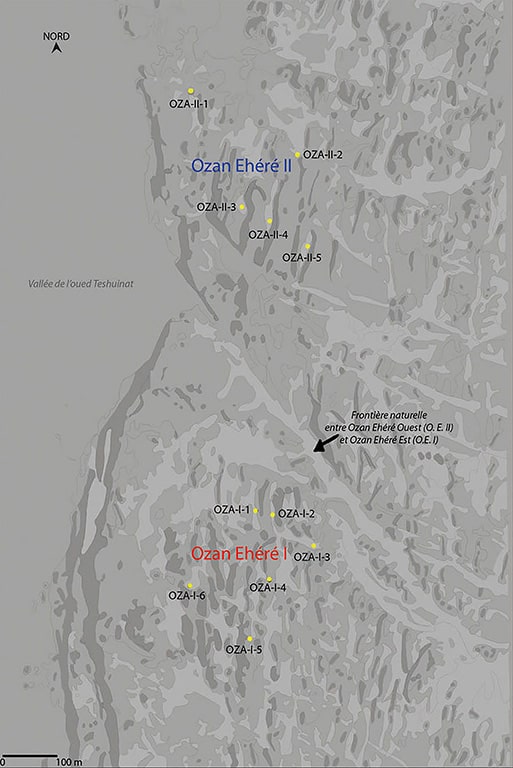 Plan des sites répertoriés à Ozan Ehéré